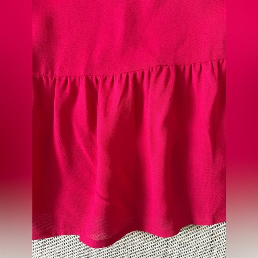 NEW Reformation Meadow Puff Sleeve Smocked Midi Dress Rhubarb Pink Red | size S - Picture 12 of 13